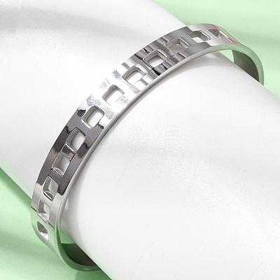 304 Stainless Steel Cutout Cuff Bangles for Women BJEW-H644-11P-1