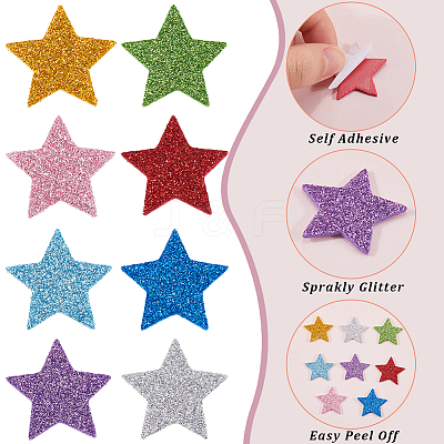 480Pcs 8 Colors EVA Glitter Powder Stickers DIY-SP0001-84-1