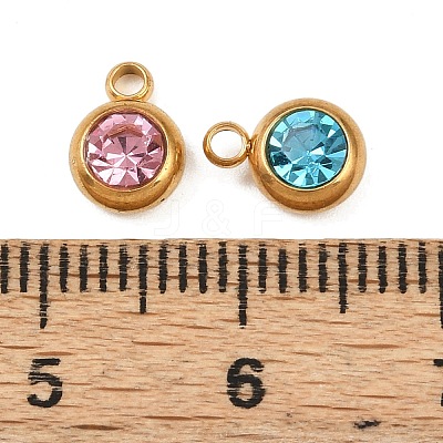Birthstone 201 Stainless Steel Rhinestone Charms STAS-G368-01G-1