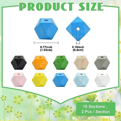 20Pcs 10 Colors Wood Beads WOOD-FS0002-57-1