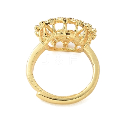 Flower Brass Micro Pave Cubic Zirconia Adjustable Ring Settings KK-K297-12G-1
