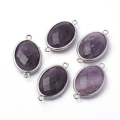 Platinum Plated Brass Amethyst Links connectors X-G-F339-B10-1
