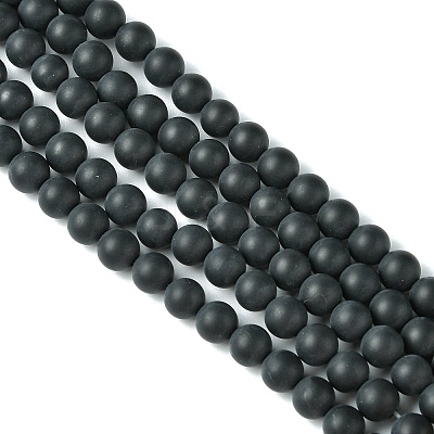 Dyed & Heated Natural Black Agate Beads Strands X-G-P088-14-6mm-1
