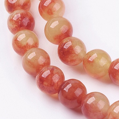 Two Tone Natural White Jade Bead Strands G-R165-10mm-02-1