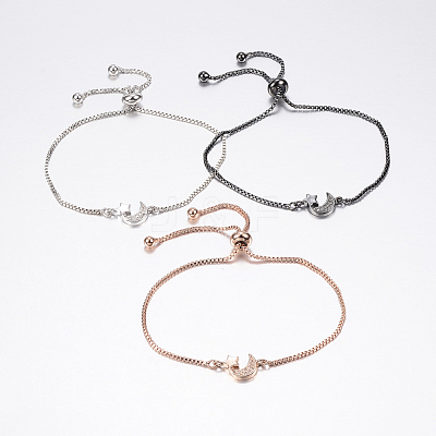 Adjustable Brass Micro Pave Cubic Zirconia Bolo Bracelets BJEW-J180-19-1