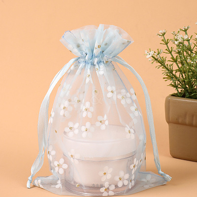 Rectangle Organza Drawstring Bags X-CON-PW0001-062A-03-1