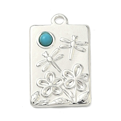 304 Stainless Steel with Dyed Synthetic Turquoise Pendants STAS-G374-05S-05-1