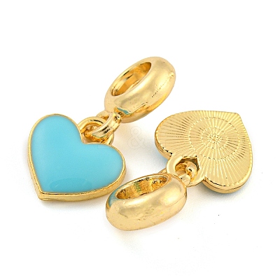Rack Plating Alloy Enamel Heart European Dangle Charms FIND-B034-21G-05-1