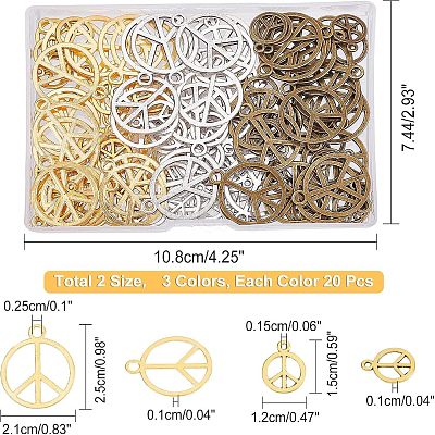 120Pcs 6 Style Alloy Pendants TIBEP-FH0001-20-1