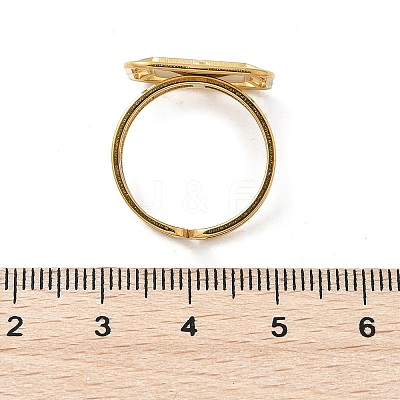 Square 304 Stainless Steel White Shell Cuff Rings for Women RJEW-G346-03G-02-1