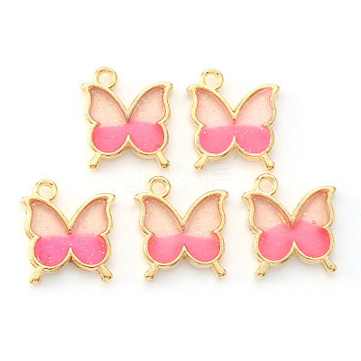 Light Gold Plated Alloy Enamel Pendants ENAM-R136-24B-1