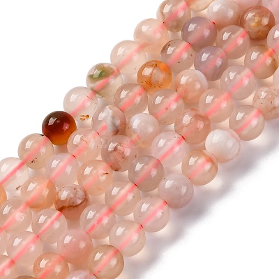 Natural Cherry Blossom Agate Beads Strands G-B130-6mm-02-1