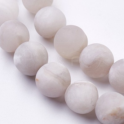 Natural White Agate Bead Strands G-J376-02-8mm-1