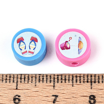 Printed Handmade Polymer Clay Beads CLAY-T022-12I-1