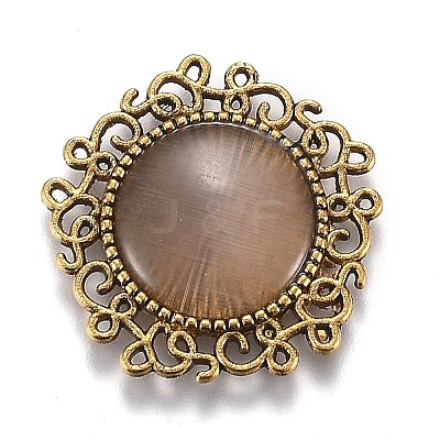 Hollow Retro Plastic Imitation Cat Eye Cabochons KK-Z004-01E-AG-1