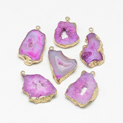 Natural Druzy Agate Slices Pendants G-Q494-65-G-1
