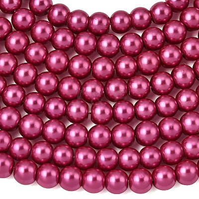 Eco-Friendly Dyed Glass Pearl Round Beads Strands HY-A008-6mm-RB058-1