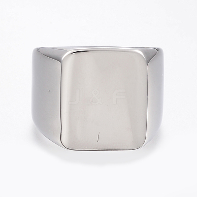 Tarnish Resistant 304 Stainless Steel Signet Band Rings for Men RJEW-G091-16-21mm-P-1