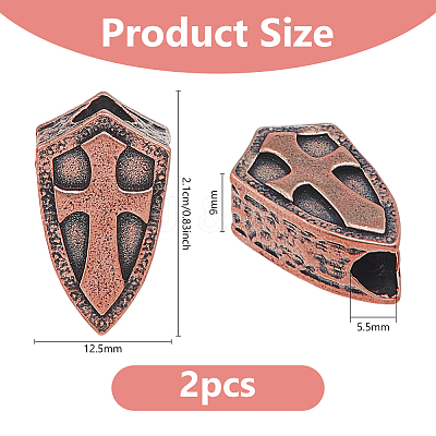 2Pcs Brass European Beads KK-DC0004-80D-1