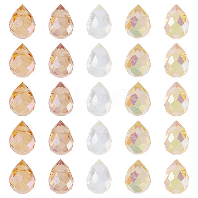 50Pcs 5 Colors Electroplate Transparent Glass Beads GLAA-TA0003-47A-1