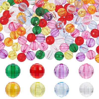800Pcs 8 Colors Transparent Acrylic Beads TACR-GO0001-03-1
