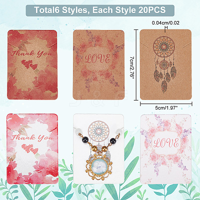 120Pcs 6 Styles Paper Necklace Display Cards CDIS-NB0001-39-1
