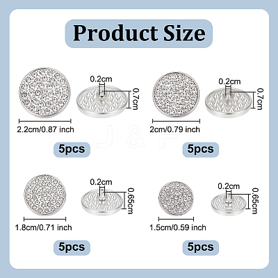 20Pcs 4 Styles 1-Hole Zinc Alloy Shank Buttons BUTT-OC0001-68-1