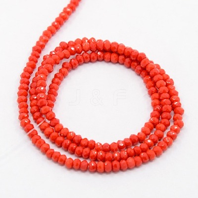 Opaque Solid Color Crystal Glass Faceted Rondelle Beads Strands X-GLAA-F025-A08-1