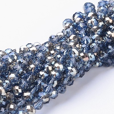 Electroplate Glass Faceted Rondelle Beads Strands EGLA-D020-6x4mm-54-1