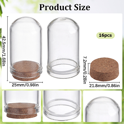 16Pcs Glass Dome Cloche Cover AJEW-SC0001-55B-1