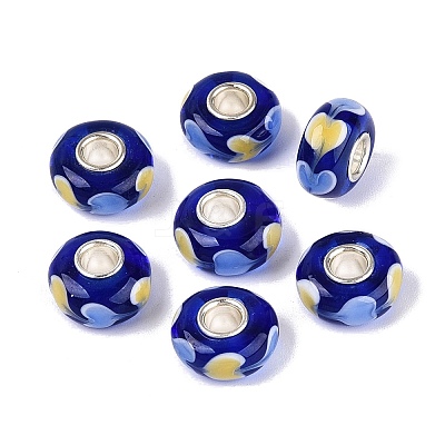 Handmade Lampwork Core European Beads LAMP-Q042-02B-1
