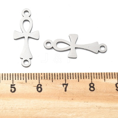 304 Stainless Steel Religion Ankh Cross Links Connector Charms STAS-S153-01P-1