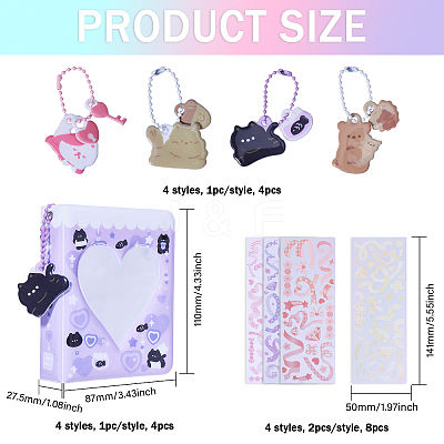 4Pcs 4 Colors 3 Inch Heart Window PVC Photo Albums AJEW-GL0002-85-1