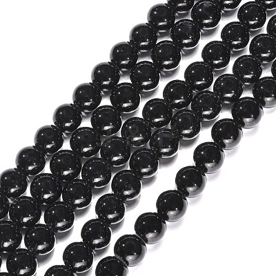 Synthetic Black Stone Beads Strands X-GSR12mmC044-1