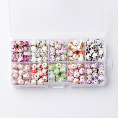 1 Box Ten Color Handmade Printed Porcelain Beads PORC-X0003-01-1