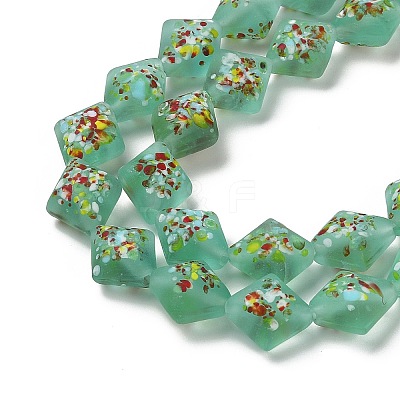 Frosted Handmade Lampwork Beads Strands LAMP-A010-01F-1