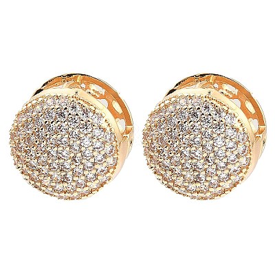 Brass Hoop Earrings with Cubic Zirconia EJEW-D078-01KCG-1