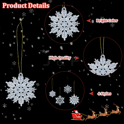 36Pcs Snowflake Plastic Pendant Decorations DIY-CP0013-33A-1