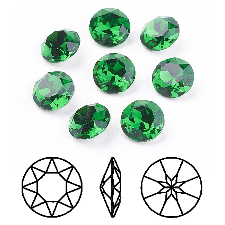 Pointed Back & Back Plated K9 Glass Rhinestone Cabochons RGLA-J012-10mm-291-1