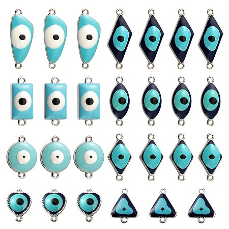 32Pcs 8 Style Platinum Alloy Enamel Links Connectors ENAM-LS0001-84-1