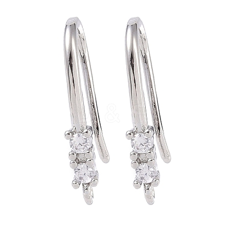 Brass Micro Pave Cubic Zirconia Earring Hooks KK-U008-12P-1