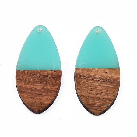 Transparent Resin & Walnut Wood Pendants RESI-N025-032-C04-1