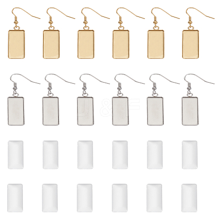 12Pcs 2 Colors 304 Stainless Steel Earring Hooks STAS-LP0002-04-1
