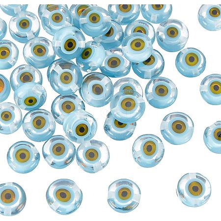  1 Strand Handmade Evil Eye Lampwork Beads Strands LAMP-NB0001-69-1