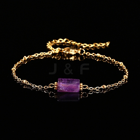 Natural Amethyst Link Bracelets PW-WG12151-02-1