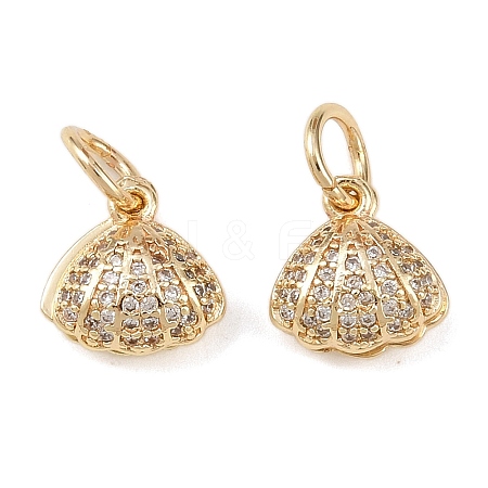 Brass Micro Pave Clear Cubic Zirconia Charms KK-C142-05LG-1