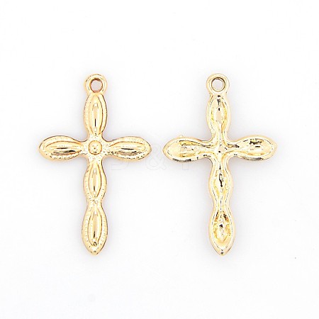 Nickel Free & Lead Free Golden Plated Alloy Cross Pendants PALLOY-J218-165G-NR-1