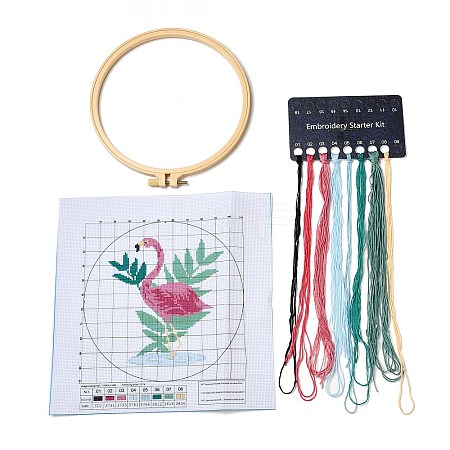 Flamingo Shape DIY Cross Stitch Beginner Kits DIY-NH0005-A04-1