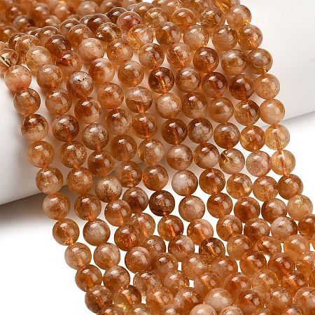 Hearted Natural Citrine Beads Strands G-L663-A02-8mm-1