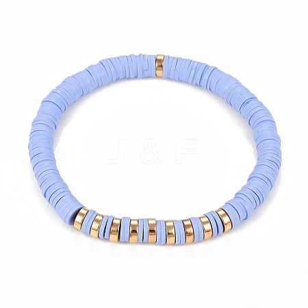 Handmade Polymer Clay Heishi Beads Stretch Bracelets BJEW-JB05303-04-1